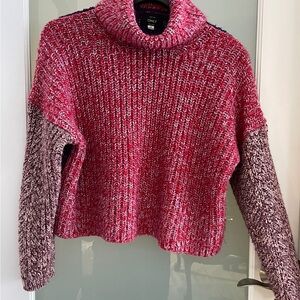 Only Women's Pink and Purple turtleneck Sweater